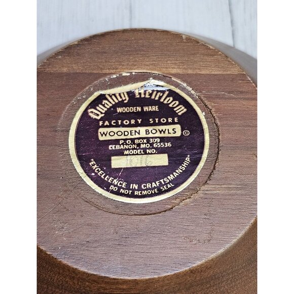 Vintage MCM Quality Heirloom Wooden Ware Model 1016 Set of 2 Rustic Oak Bowls - Picture 4 of 7
